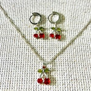 New cherry necklace and earrings